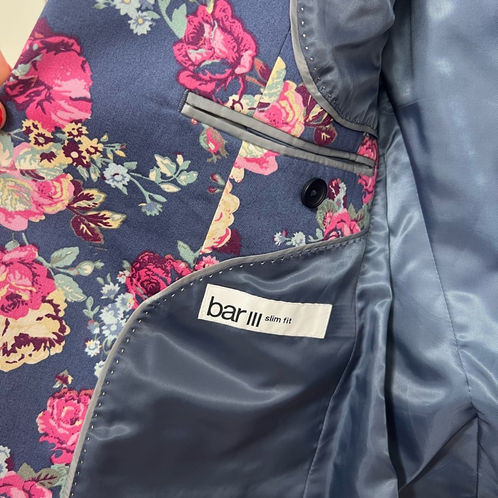 Bar III Navy Floral Men's Blazer - Picture 3 of 3
